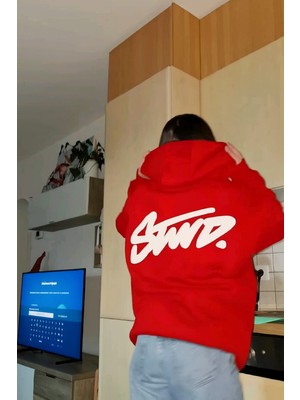 Bellanova Unisex 3 Iplik Oversize Kapüşonlu Kanguru Cepli Swnd Yazılı Sırt Baskılı Sweatshirt