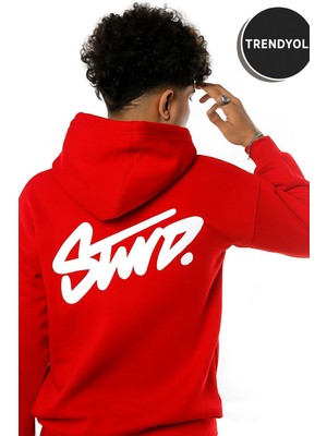 Bellanova Unisex Oversize 3 Iplik Kapüşonlu Sweatshirt Swnd Yazı Baskılı Rahat Günlük Tarz Hoodie