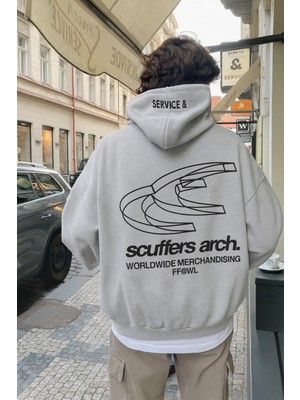 Bellanova Oversize Kapüşonlu Sweatshirt – Scuffers Arch Yazı ve Grafik Baskılı Unisex