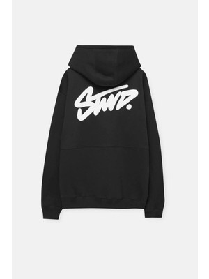 Bellanova Unisex 3 Iplik Oversize Kapüşonlu Kanguru Cepli Swnd Yazılı Sırt Baskılı Sweatshirt