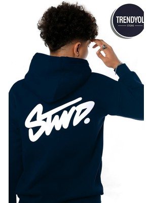 Bellanova Unisex Oversize 3 Iplik Kapüşonlu Sweatshirt Swnd Yazı Baskılı Rahat Günlük Tarz Hoodie