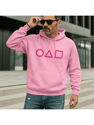 Bellanova Unisex Kapüşonlu Sweatshirt Geometrik Semboller Baskılı Oversize Kanguru Cepli 3 Iplik Şardonlu