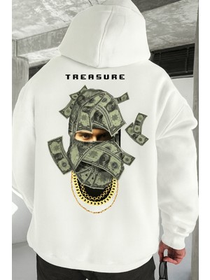 Bellanova “3 Iplik Kumaş Kapüşonlu Kanguru Cepli, Para Şeklinde Maske Baskılı Oversize Sweatshirt”