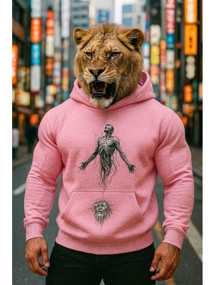 Bellanova Erkek 3 Iplik Şardonlu Sanatsal Baskılı Hoodie Ruh Figürlü Oversize Sweatshirt