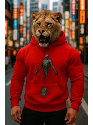 Bellanova Erkek 3 Iplik Şardonlu Sanatsal Baskılı Hoodie Ruh Figürlü Oversize Sweatshirt