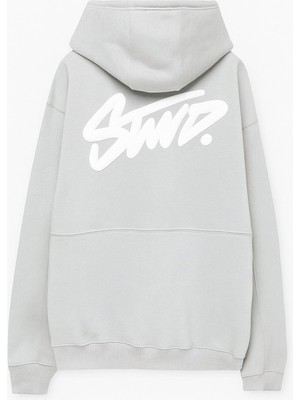 Bellanova Unisex 3 Iplik Oversize Kapüşonlu Kanguru Cepli Swnd Yazılı Sırt Baskılı Sweatshirt
