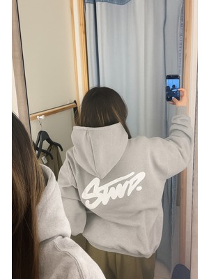 Bellanova Unisex 3 Iplik Oversize Kapüşonlu Kanguru Cepli Swnd Yazılı Sırt Baskılı Sweatshirt