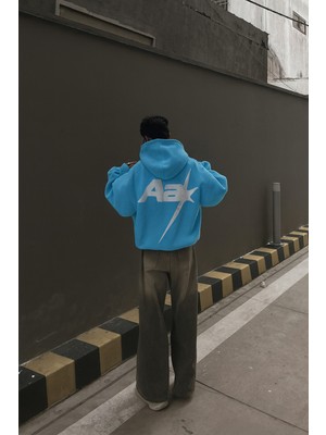 Bellanova Unisex Kapüşonlu Sweatshirt Sırt Baskılı Oversize Kanguru Cepli 3 Iplik Şardonlu