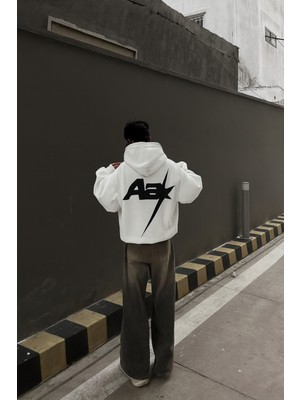 Bellanova Unisex Kapüşonlu Sweatshirt Sırt Baskılı Oversize Kanguru Cepli 3 Iplik Şardonlu