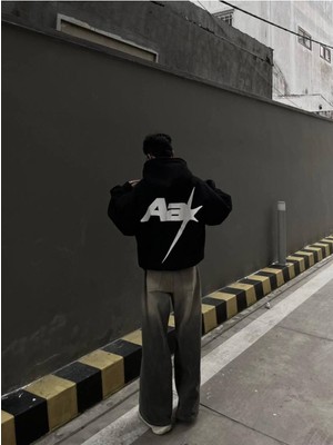 Bellanova Unisex Kapüşonlu Sweatshirt Sırt Baskılı Oversize Kanguru Cepli 3 Iplik Şardonlu