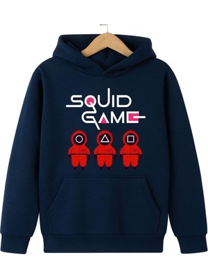 Bellanova Unisex Kapüşonlu Sweatshirt "squid Game" Karakter ve Sembol Baskılı 3 Iplik Şardonlu
