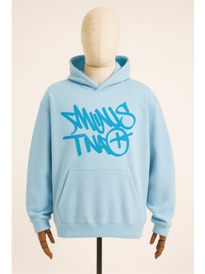 Bellanova Unisex Oversize Kapüşonlu Sweatshirt - 3 Iplik Şardonlu - Graffiti Baskı - Rahat Günlük Stil