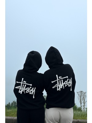 Bellanova Unisex Çift Kombin Oversize 3 Iplik Kalın Kumaş Arka Yazı Baskılı Kapüşonlu Sweat Hoodie