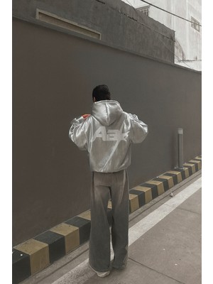 Bellanova Unisex Kapüşonlu Sweatshirt Sırt Baskılı Oversize Kanguru Cepli 3 Iplik Şardonlu