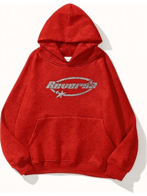 Bellanova Unisex Üç Iplik Kapüşonlu Sweatshirt Reverse Baskılı Kanguru Cepli Rahat Oversize Hoodie
