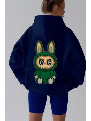 Bellanova Kadın Kapüşonlu Sweatshirt – Arkası Karikatür Baskılı, Oversize Rahat Kesim Hoodie