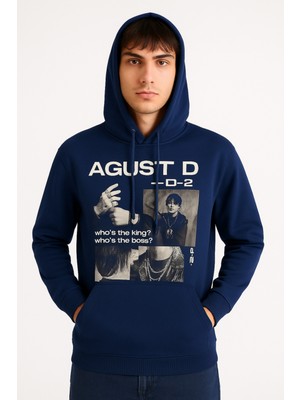 Bellanova Agust D Baskılı Kapüşonlu Sweatshirt - Kanguru Cepli - 3 Iplik Şardonlu Rahat Unisex Hoodie
