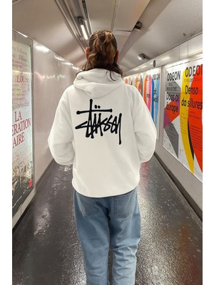 Bellanova Unisex 3 Iplik Oversize Kapüşonlu Arka Yazı Baskılı Kalın Kanguru Cepli Streetwear Sweat