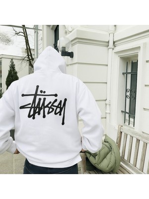 Bellanova Unisex Oversize 3 Iplik Kalın Kumaş Kapüşonlu Arka Yazı Baskılı Kanguru Cepli Sweatshirt