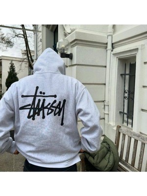 Bellanova Unisex Oversize 3 Iplik Kalın Kumaş Kapüşonlu Arka Yazı Baskılı Kanguru Cepli Sweatshirt