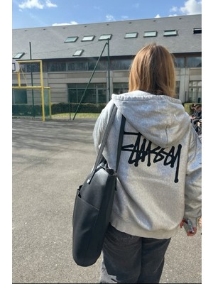 Bellanova Unisex Oversize 3 Iplik Şardonlu Arka Yazı Baskılı Kapüşonlu Kalın Sweatshirt