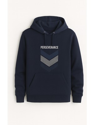 Bellanova Kapüşonlu Kanguru Cepli Oversize Sweatshirt Ön Perseverance Yazılı Geometrik Baskılı Günlük