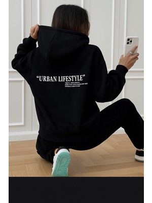 Bellanova Unisex 3 Iplik Kanguru Cepli Kapüşonlu Sweatshirt Urban Lifestyle Baskılı Rahat Günlük Stil