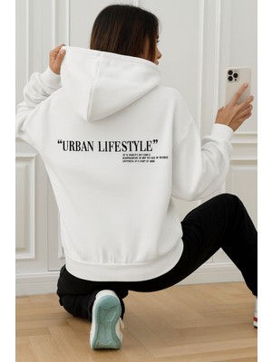 Bellanova Unisex 3 Iplik Kanguru Cepli Kapüşonlu Sweatshirt Urban Lifestyle Baskılı Rahat Günlük Stil