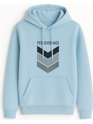 Bellanova Kapüşonlu Kanguru Cepli Oversize Sweatshirt Ön Perseverance Yazılı Geometrik Baskılı Günlük