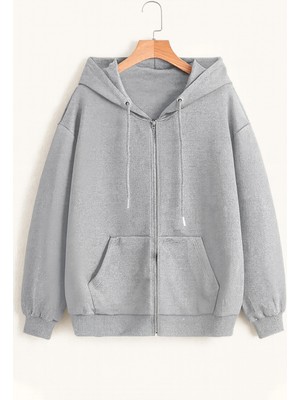 Bellanova Unisex Üç Iplik Fermuarlı Kapüşonlu Sweatshirt – Rahat Kalıp Basic Hoodie Cepli Günlük