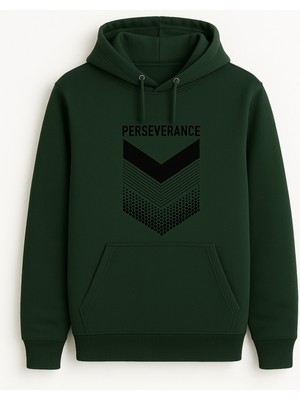 Bellanova Kapüşonlu Kanguru Cepli Oversize Sweatshirt Ön Perseverance Yazılı Geometrik Baskılı Günlük