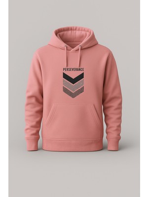 Bellanova Kapüşonlu Kanguru Cepli Oversize Sweatshirt Ön Perseverance Yazılı Geometrik Baskılı Günlük