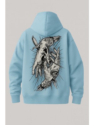 Bellanova Kapüşonlu Kanguru Cepli Oversize Sweatshirt Arka Grafik Baskılı Tarz Sokak Stili Rahat Günlük