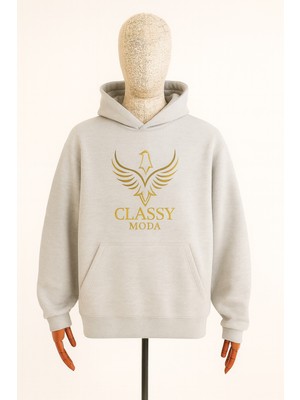 Bellanova Unisex Kapüşonlu Sweatshirt - Classy Moda Logo - 3 Iplik Şardonlu - Rahat Günlük Spor Stil