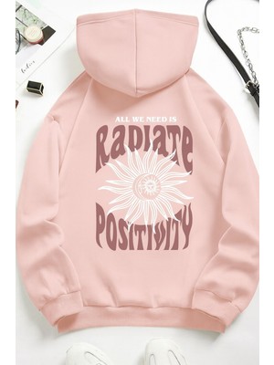 Bellanova Unisex 3 Iplik Kapüşonlu Kanguru Cepli Güneş Ay Baskılı Oversize Street Sweatshirt