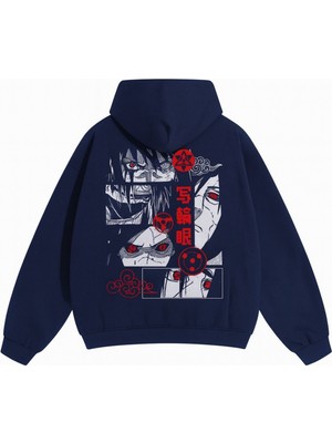 Bellanova Unisex Oversize Kapüşonlu Kırmızı Grafik Baskılı Streetwear Desenli Retro Sweatshirt