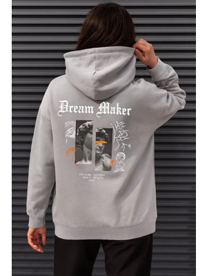 Bellanova 3 Iplik Kapüşonlu Kanguru Cepli Erkek Sweatshirt Arka Baskı Heykel Dream Maker Tasarım