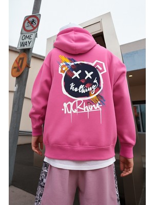 Bellanova Erkek Kapüşonlu Sweatshirt – Renkli Graffiti Ayı Baskılı Oversize Hoodie