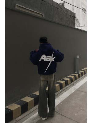 Bellanova Unisex Kapüşonlu Sweatshirt Sırt Baskılı Oversize Kanguru Cepli 3 Iplik Şardonlu
