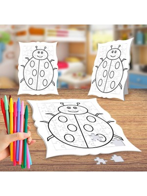 Asilmeydan Uğur Böceği Boyama Hayvanlar Puzzle Tablo Çocuk Eğitici Yapboz