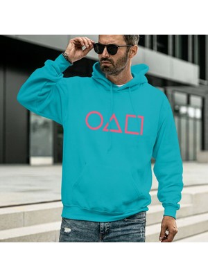 Bellanova Unisex Kapüşonlu Sweatshirt Geometrik Semboller Baskılı Oversize Kanguru Cepli 3 Iplik Şardonlu