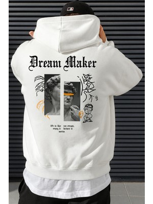 Bellanova 3 Iplik Kapüşonlu Kanguru Cepli Erkek Sweatshirt Arka Baskı Heykel Dream Maker Tasarım