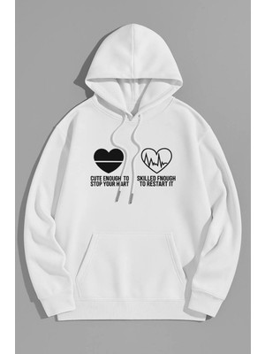 Bellanova Kalp ve Ekg Desenli Kapüşonlu Sweatshirt - Romantik ve Şık Tasarım