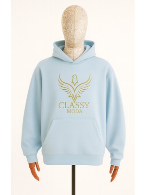 Bellanova Unisex Kapüşonlu Sweatshirt - Classy Moda Logo - 3 Iplik Şardonlu - Rahat Günlük Spor Stil