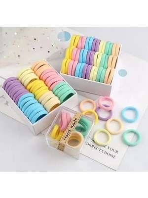 Hype Store 100 Adet Lastikli Havlu Toka Saç Tokası Orta Büyük Boy Esnek (Beyaz-Pembe-Sarı-Kahve-Mor)