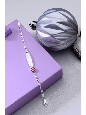 925 Ayar Gümüş Ay Yıldız Bayrak Motifli Erkek Kız Bebek Çocuk Künyesi