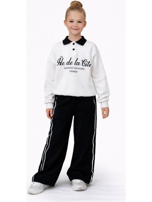 Rapapa Kız Çocuk 3 Iplik Şardonlu Sweatshirt ve Salaş Eşofman Alt Takım 5039B