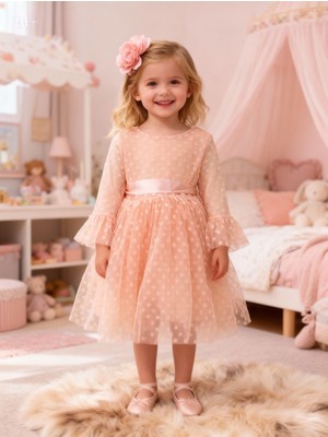 Lunas Tekstil Tokalı Puantyeli Kabarık Tüllü Elbise