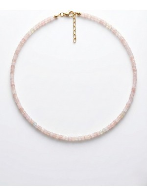 Pembe Kuvars Doğal Taş Kolye