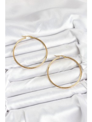 Clariss 316L Çelik Gold Renk 45 mm Halka Kadın Küpe